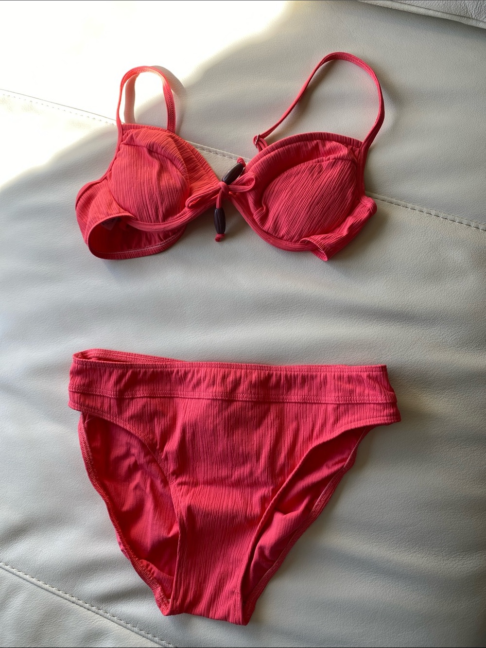 Christina Textured Coral-pink Bikini Set - NWOT